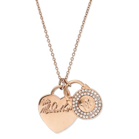 michael kors lock and heart necklace|michael kors necklace rose gold.